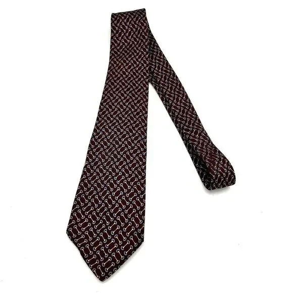 Gucci Men's Vintage Brown Abstract Print Necktie 100% Silk