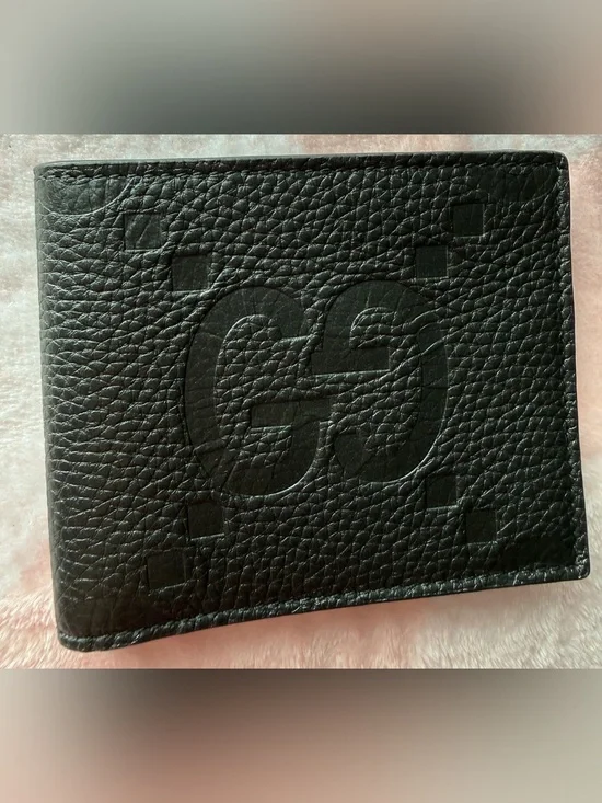 Gucci Embossed Interlocking G Leather Black Jumbo Wallet NWOT