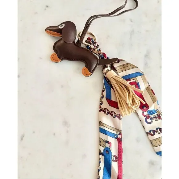 Chocolate brown doxi / dachshund/ wiener dog purse charm