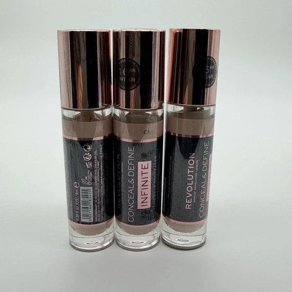 Revolution Conceal And Define Full Coverage Concealer Shade C1 3Pack