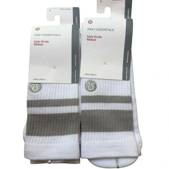 NWT 2 Pair lululemon athletica Casual Socks White and Gray