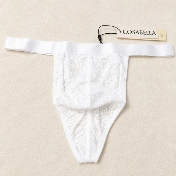COSABELLA Men's Italian Thong White Lace Underwear - Size L / NWT