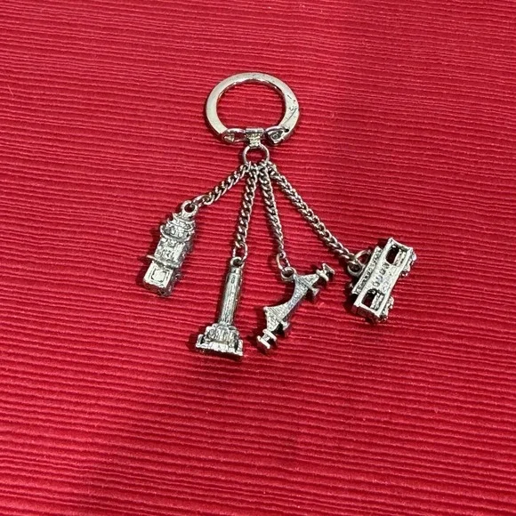 Vintage Souvenir Keychain San Francisco Charms‎ Golden Gate Bridge Coit Tower +
