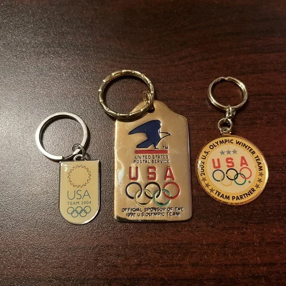 Lot Of 3 Olympic‎ Keychains USPS Athens Salt Lake City Barcelona