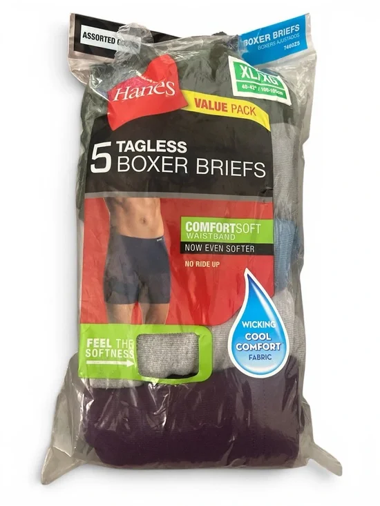 Hanes Tagless Boxer Briefs Open Pack - Assorted Colors (5-Pack) Comfortsoft XL