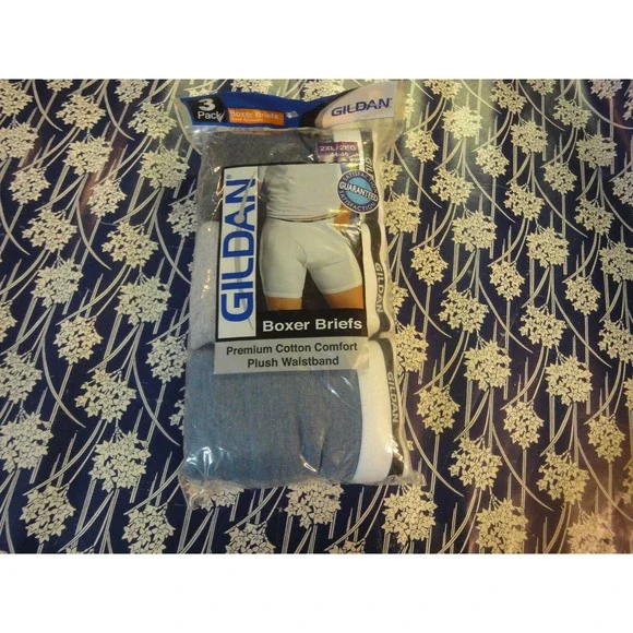 Gildan mens 2XL 44-46 boxer briefs‎ underwear 3 pack blue gray NEW