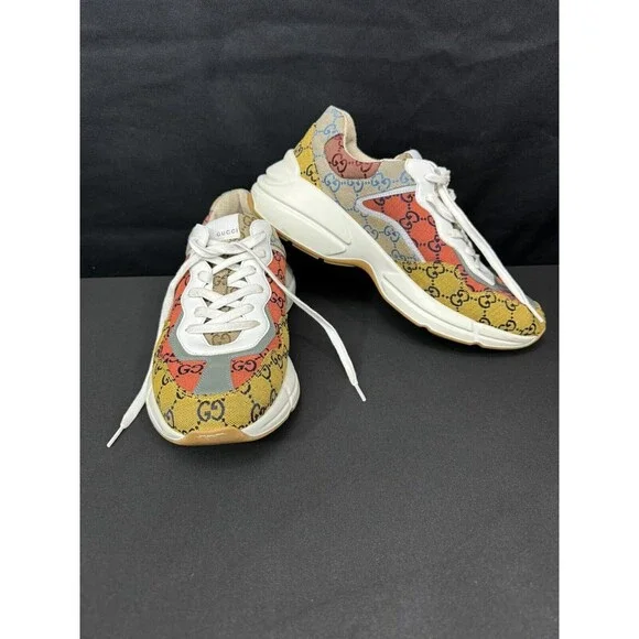 Gucci Rython Sneakers / Yellow Multi Color / Mens 11 / GG Monogram / Pre…