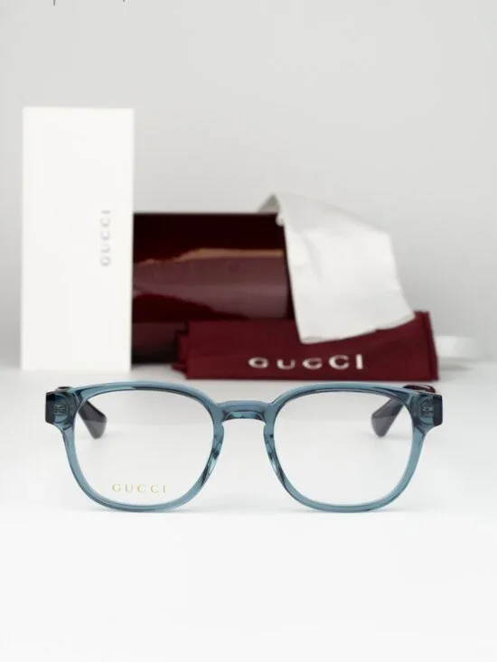 Gucci Men Eyeglasses Transparent Blue Demo Square GG0927O 006 NEW AUTHENTIC