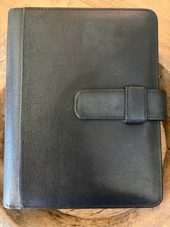 NEW VTG 1999 Day Watch Day Timers Black Leather Organizer Snap Strap RARE FIND