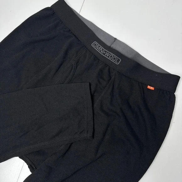 Omni-Wool Mens Black Thermal Base Layer Pants Wool Blend Leggings Size XL