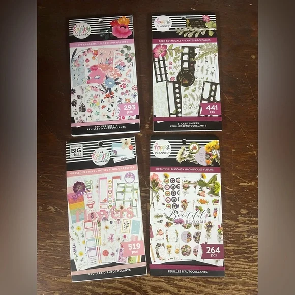 Lot Of 4 Happy Planner Sticker Books NEW Pressed Florals Deep Botanicals Blooms