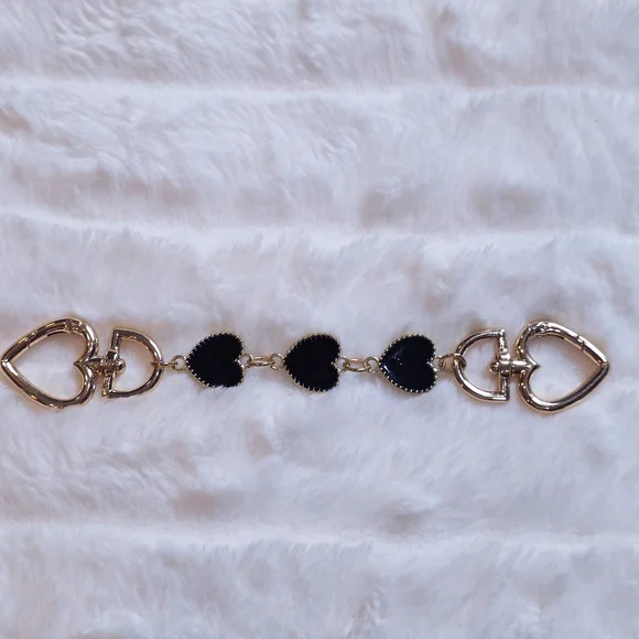 Black and Gold Heart Link Bag Extender