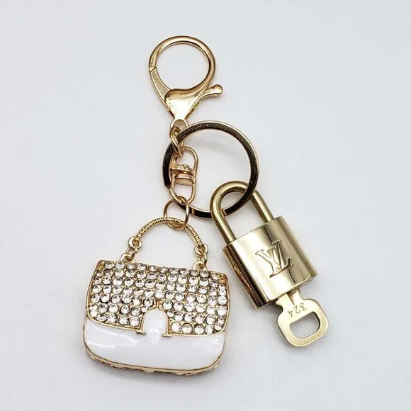 Authentic Louis Vuitton Padlock & Key Gold ✨Unbranded Bag Charm Keychain