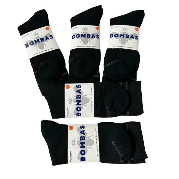 Bombas crew Socks size Large Mens/Womens black cushion stay‎ up Honeycomb new