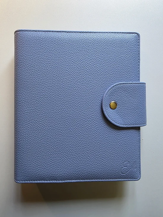 Emmys Budget A5 Textured Leather Binder with Snap Closure - Periwinkle