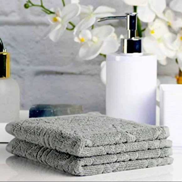 New Peach & Oak Towel Collection Washcloths, Bundle, Tangier Limestone (Grey)