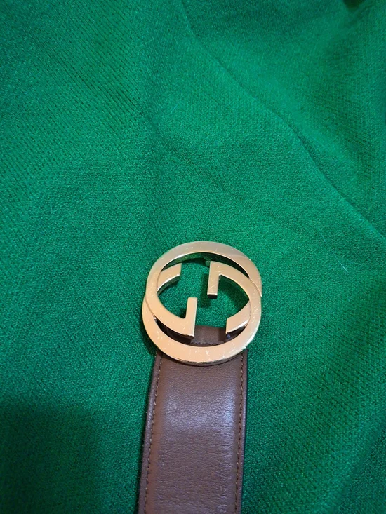 Gucci Brown Leather Belt with Gold Hardware