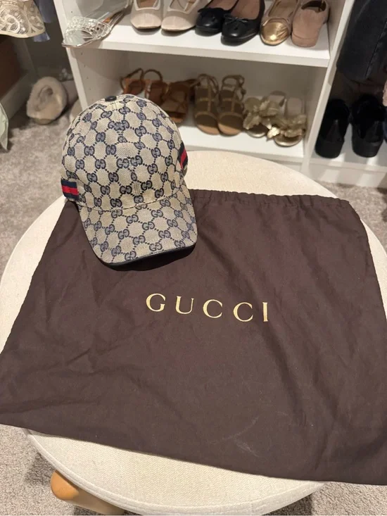 Gucci Men's GG Supreme Canvas Baseball Cap - Beige/Blue