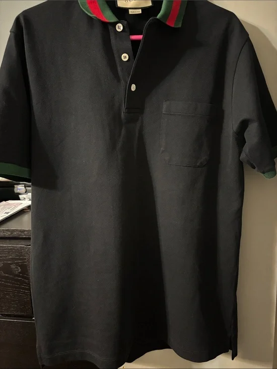 Gucci Black Polo with Green & Red Trim