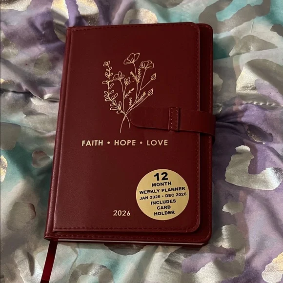 Red Faith Hope Love Planner-NWT