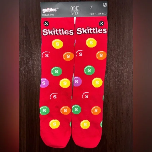 SKITTLES ODD SOX NOVELTY CREW SOCKS NWT MEN’S SHOE SIZE 6-13