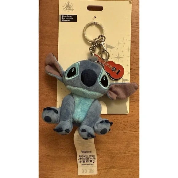 Disney Parks Bag Charm Keychain Plush Stitch &‎ Guitar