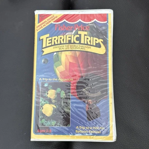 Fisher Price Terrific Trips Aquarium & Balloon Festival 80s VHS Clam Shell Case