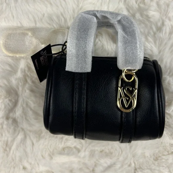 Victoria's Secret Micro Duffel Bag Charm Keychain Coin Purse Holder Black NWT