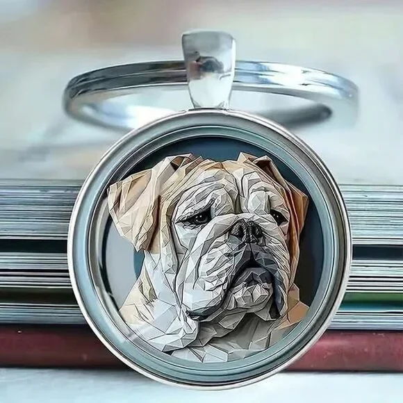 Stainless Steel BULLDOG Keyring Keychain Accessory