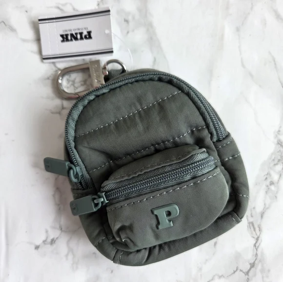 Victoria's Secret PINK Mini Backpack Keychain Charm Green NWT