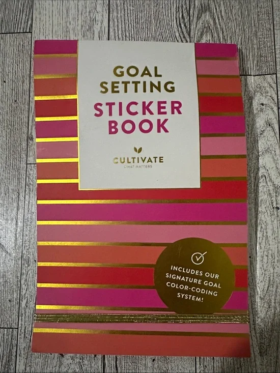 Goal Setting Sticker Book - Pink & Gold Striped
