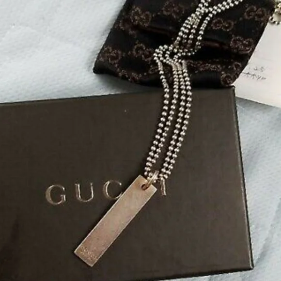 RARE GUCCI STATEMENT BAR NECKLACE STERLING SILVER 925