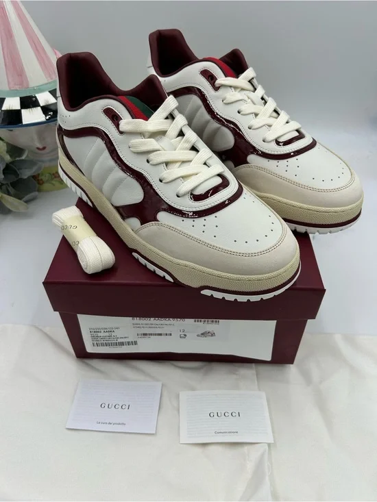 Men's Gucci re web leather sneakers size 12 fits 12.5 US made in Italy