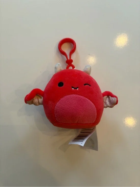 Squishmallow Halloween Clip-On Mini Karlie the Red Bat Devil