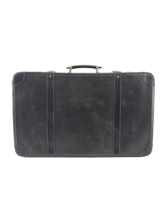 Gucci Vintage Leather Trunk Hardcase Bag Suitcase Black