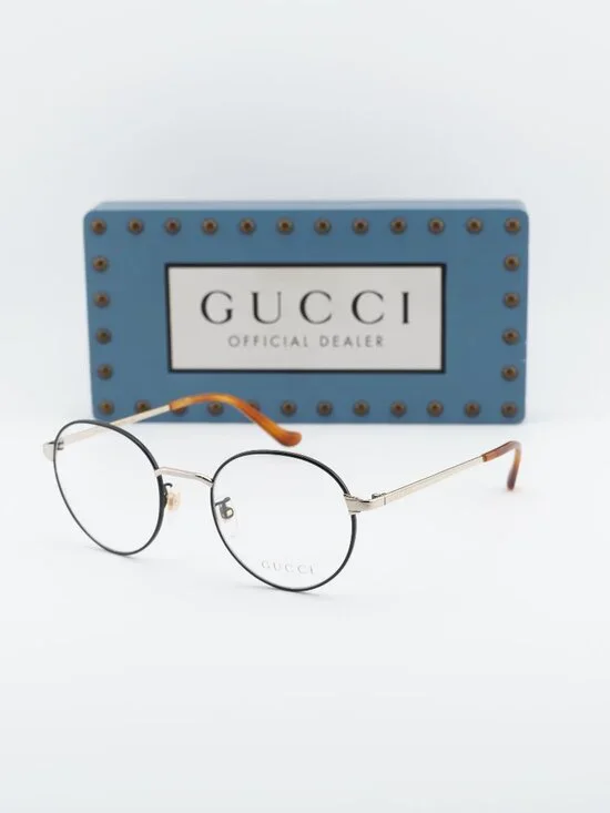Gucci GG0581O 006 Round Eyeglasses - Black/Gold 50mm