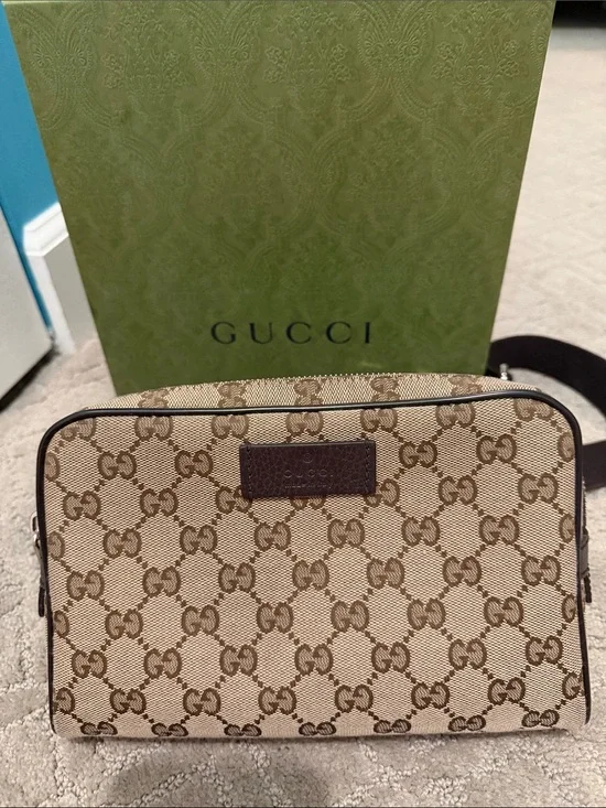 Gucci Beige & Brown GG Canvas Belt Bag