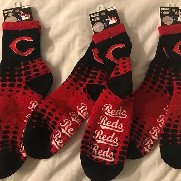 lot 5 pair chicago reds baseball gripper socks