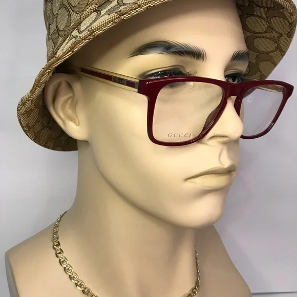 Gucci Men GG0561ON 003 Red CRYSTAL Rectangle/Square Eyeglasses
