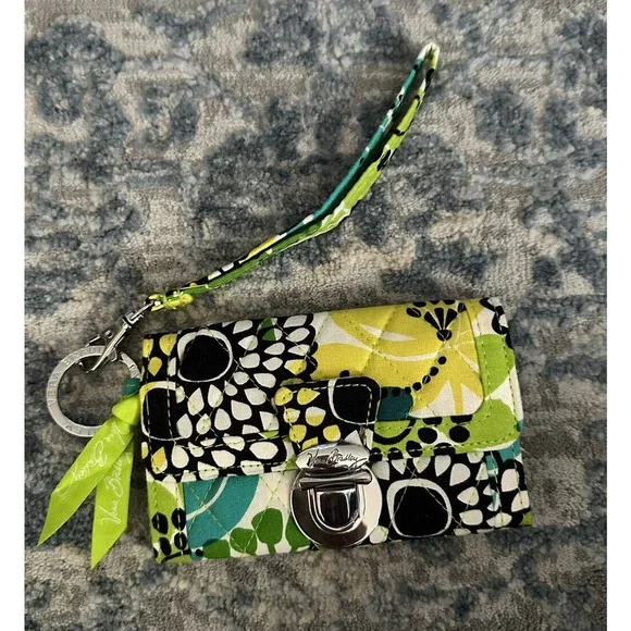 VERA BRADLEY Quick Swipe ID Case Coin Purse Wristlet LIMES UP Colorful Retired