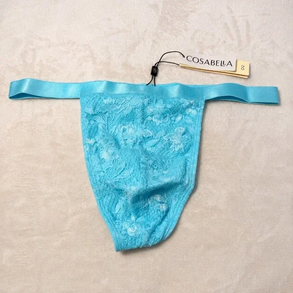 COSABELLA Men's Italian Thong Maldives Blue Lace Underwear - Size L / NWT