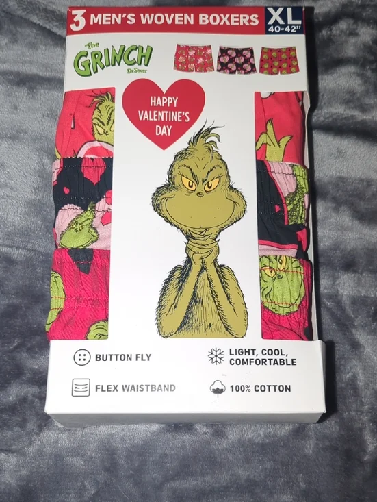 The Grinch Men’s Valentine’s Boxers XL (40-42