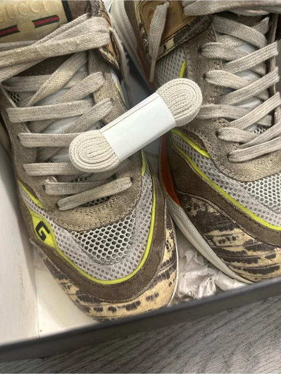 Gucci Beige Lime Green Ultrapace Sneakers