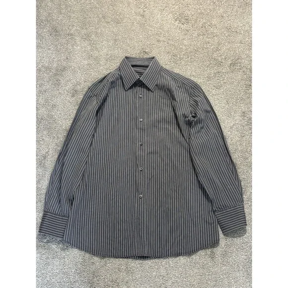 Gucci Button Down Shirt Mens 42 16.5 White Blue Striped Long Sleeve