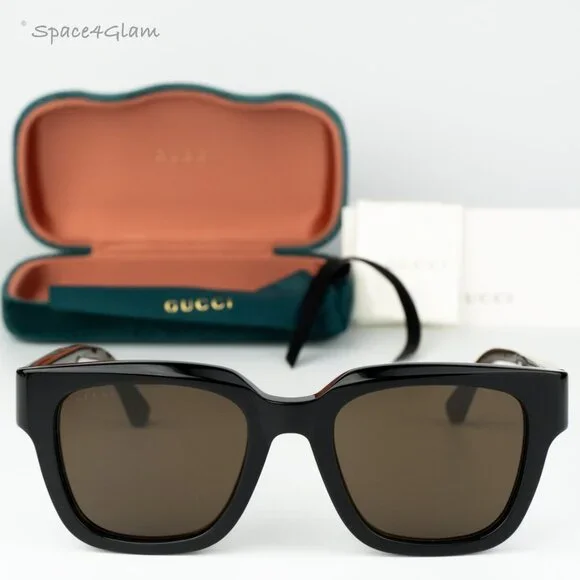 NEW Gucci GG1670SK 004 Black Green Brown Unisex Square Sunglasses GG 1670SK
