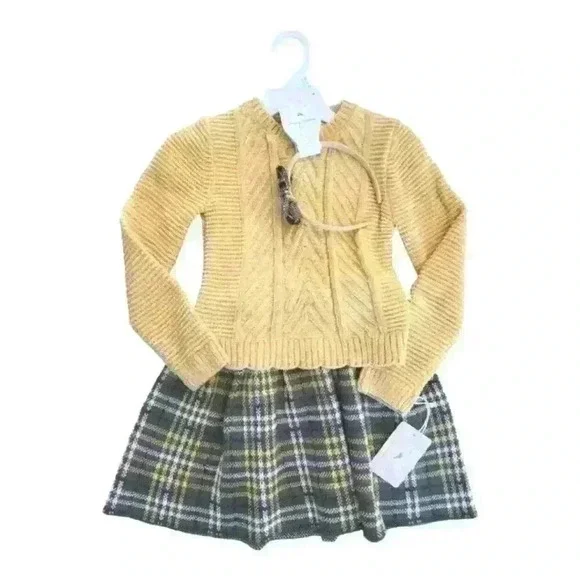 Tommy Bahamas‎ Girl Chenille Sweater With Plaid Skirt & Headband Nwts Size 5/6.
