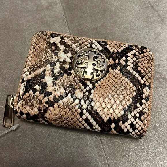 Rebecca & Rifka snakeskin print card case, new
