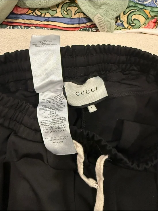 Gucci Black Drawstring Track Pants with Cream Cord light fabric