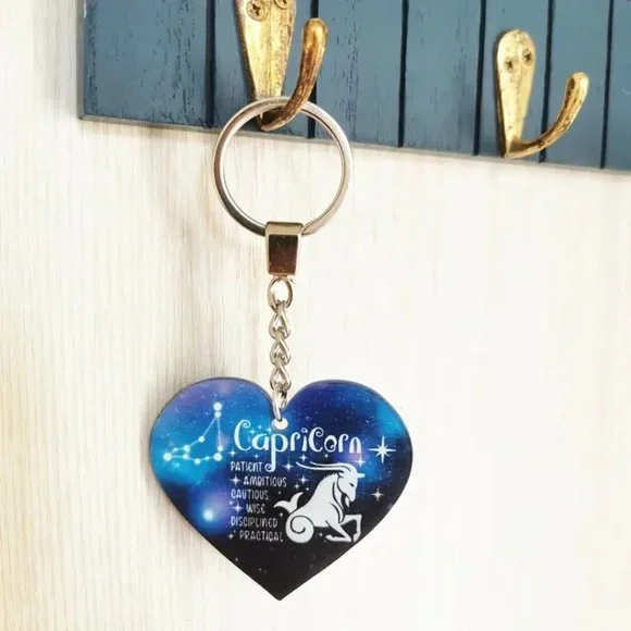 New Zodiac Universe Blue Heart Capricorn Keychain