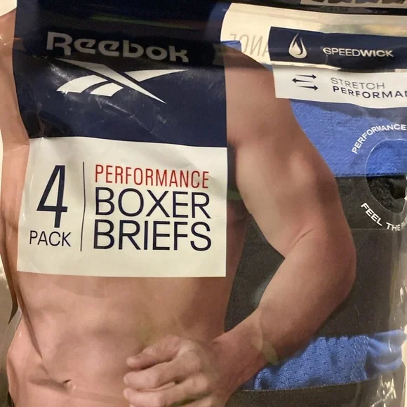 Reebok Men's Performance Boxer Briefs - Black and Blue‎